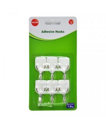 6 Pack Mini Adhesive Hooks Damage Free