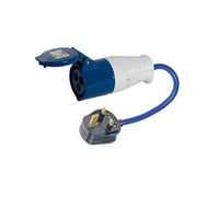 240V 16 AMP 3 Pin Industrial Plug, Socket, 3 Way Splitter & Leads IP44 16a Blue[13amp Plug to 16amp Socket - 818738]