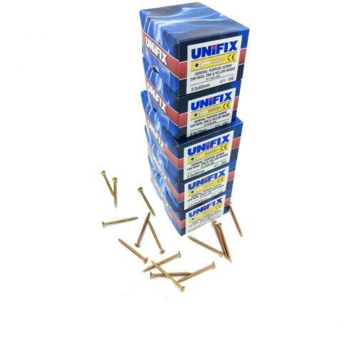 UNIFIX CSK WOOD SCREWS POZI DRIVE CHIPPY TIMBER ZINC & YELLOW RECESSED PREMIUM[5mm x 50mm (Quantity 200)]