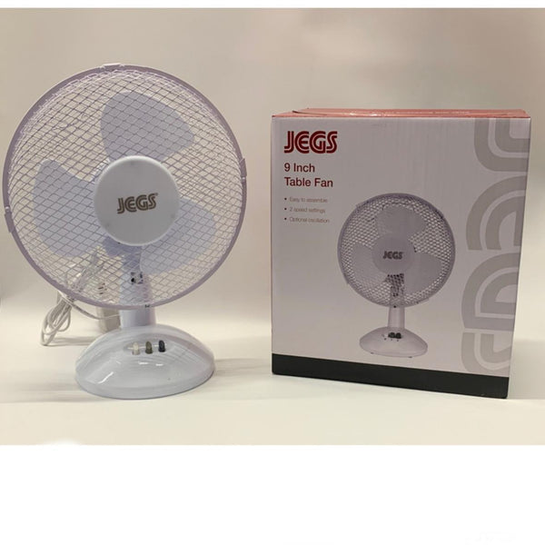 JEGS Desk Fan 9" Portable Oscillating Table/Desk Fan 2 Speed Setting 23W White