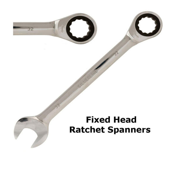 12mm FIXED HEAD RATCHET RING & OPEN SPANNER