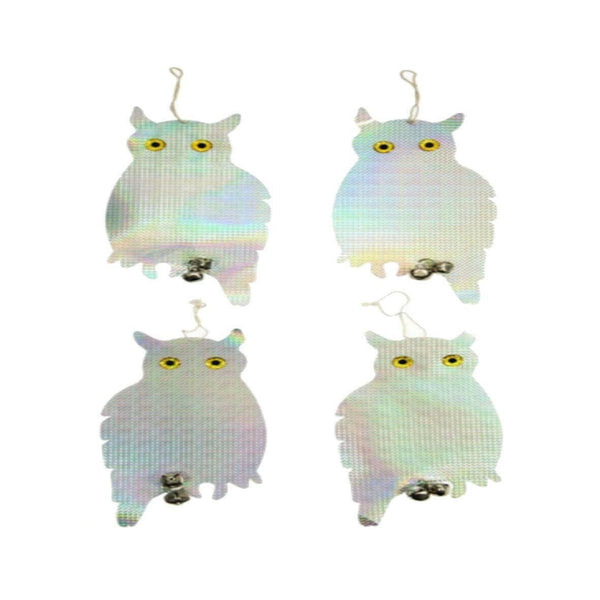 4 Bird Reflective Scarer Repellent Owl Bell Chimes Scare Birds Away Pest Control