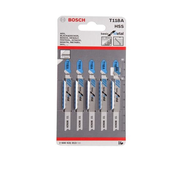 Bosch T118A Jigsaw Blades For Metal Cutting. Pack of 5