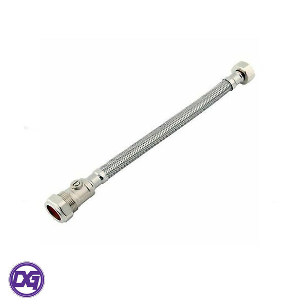 22mm COMPRESSION X 3/4" FEMALE FLEXIBLE TAP CONNECTOR WITH ISOLATOR VALVE 300mm