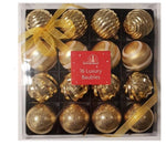 16 Gold Metallic Luxury Christmas Baubles