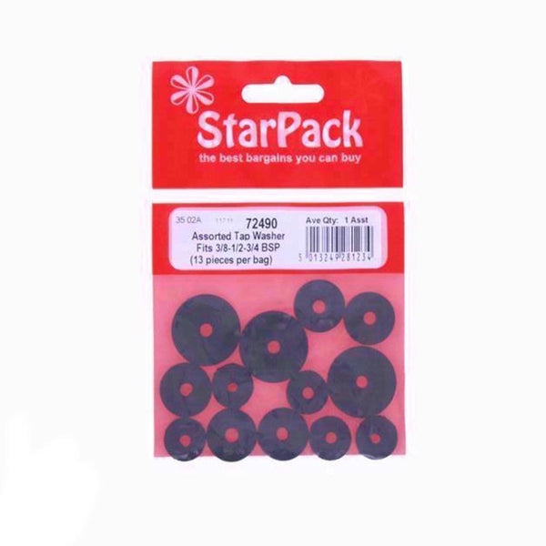 StarPack Assorted Tap Washers - To Fit 3/8in. 1/2in. And 3/4in. Bsp 72490