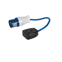 240V 16 AMP 3 Pin Industrial Plug, Socket, 3 Way Splitter & Leads IP44 16a Blue[16amp Plug to 13amp Socket - 341082]
