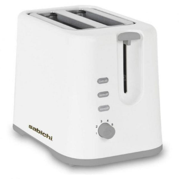 Sabichi 2 Slice Toaster White Gloss 730-870W Crumb Tray Defrost Reheat Cancel