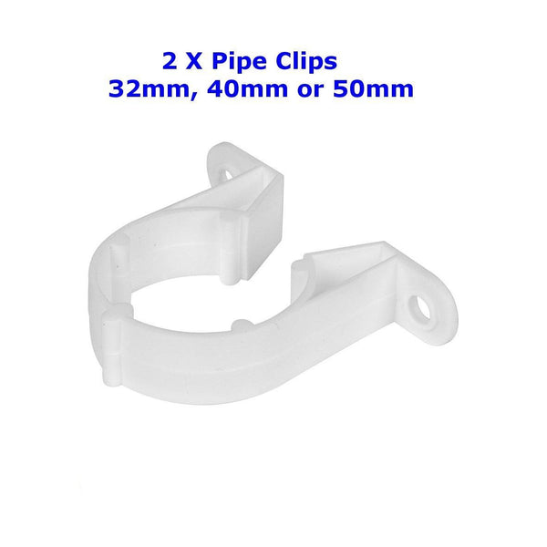 2 x Solvent Weld & Push Fit Pipe Clips 50mm