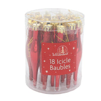 18 Red Christmas Icicle Baubles