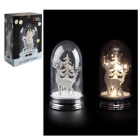 Small christmas scene LED Light up Cloche 14X10X10CM