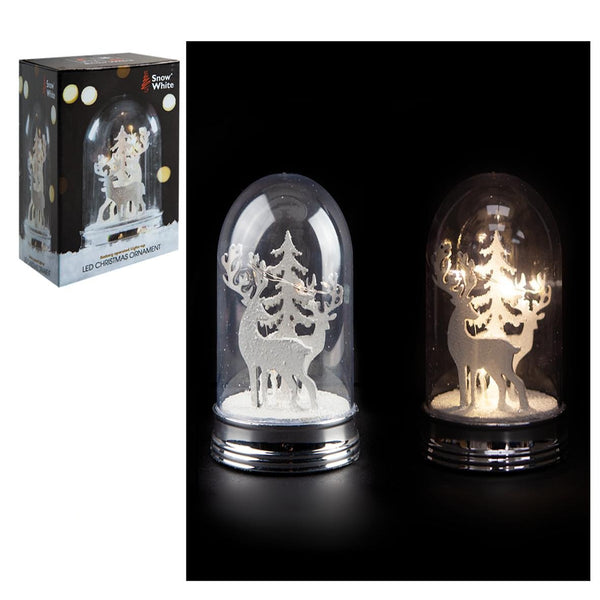 Small christmas scene LED Light up Cloche 14X10X10CM